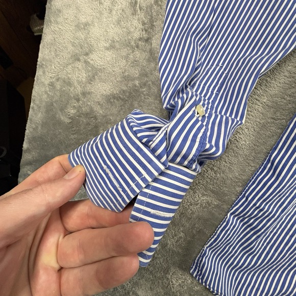 Eton Men's XL Blue Striped Dress Shirt French Cuffs Contemporary Fit LS SEE DESC - Picture 10 of 15